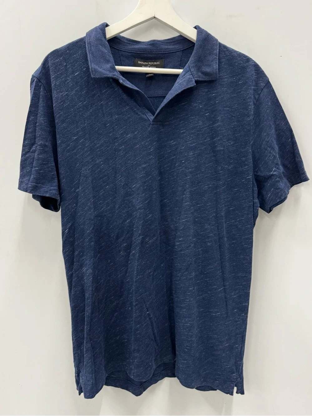 Banana Republic Men’s Heathered Navy Short Sleeve Polo Shirt Size Large